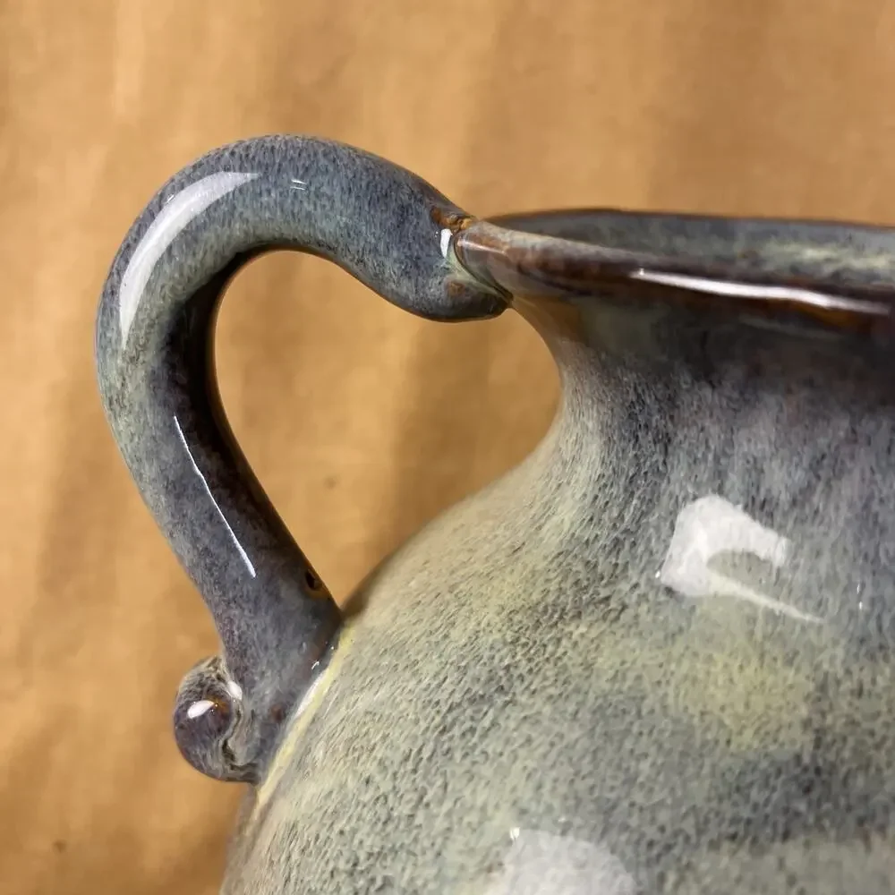 Creative Co-Op Stoneware Vase Two Handles‎ Blue Glaze 9 In